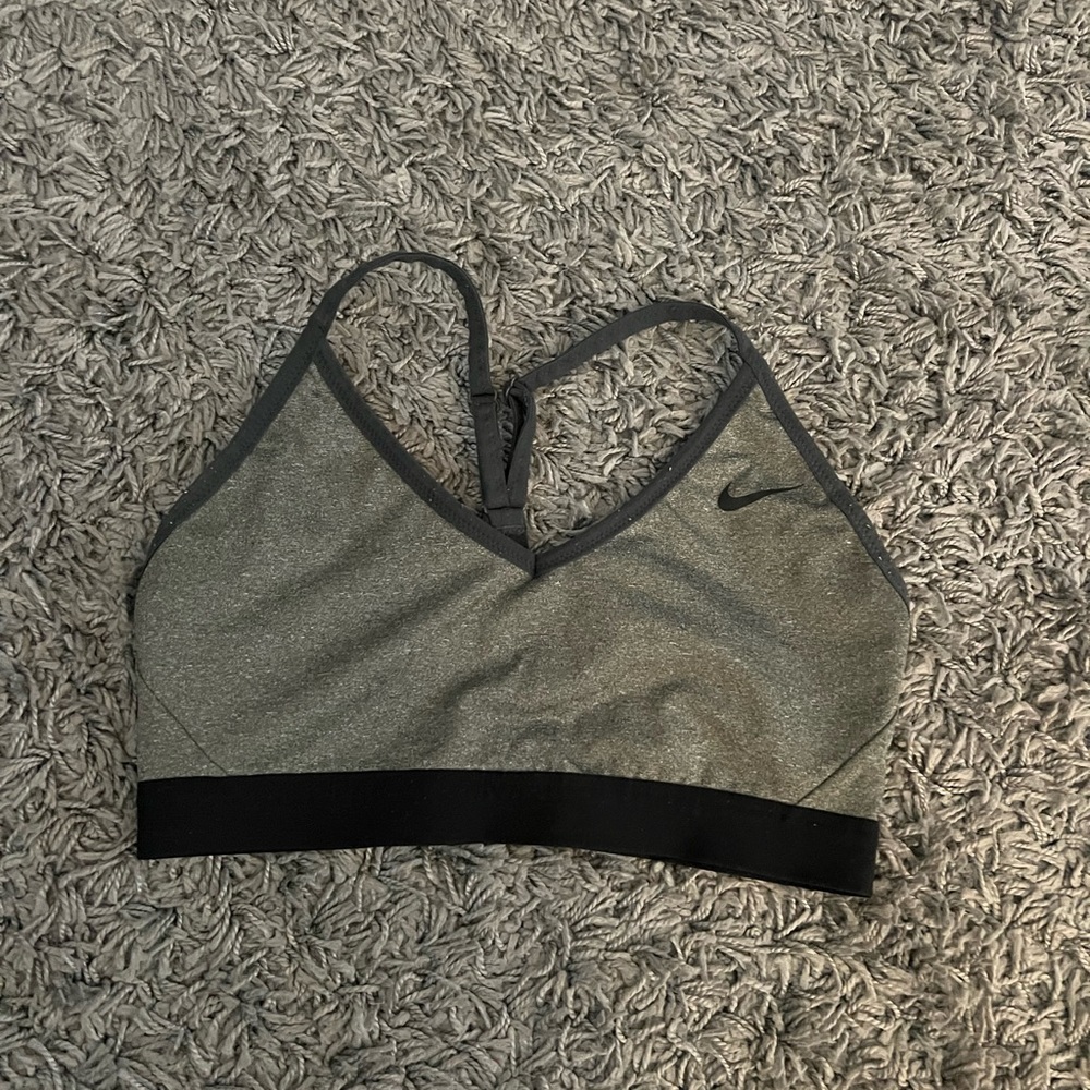 Nike Women's Charcoal and Black Sports Bra